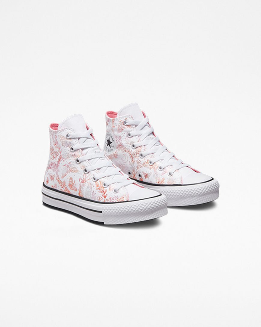 Zapatos Plataforma Converse Chuck Taylor All Star EVA Lift Butterfly Shine Altas Niña Blancas Rosas Negras | PE E874P2